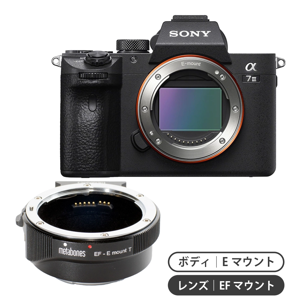 【ミラーレス体験セット】α7 III + SONY Eマウント用電子接点付キヤノンEFアダプタ T Ver.4