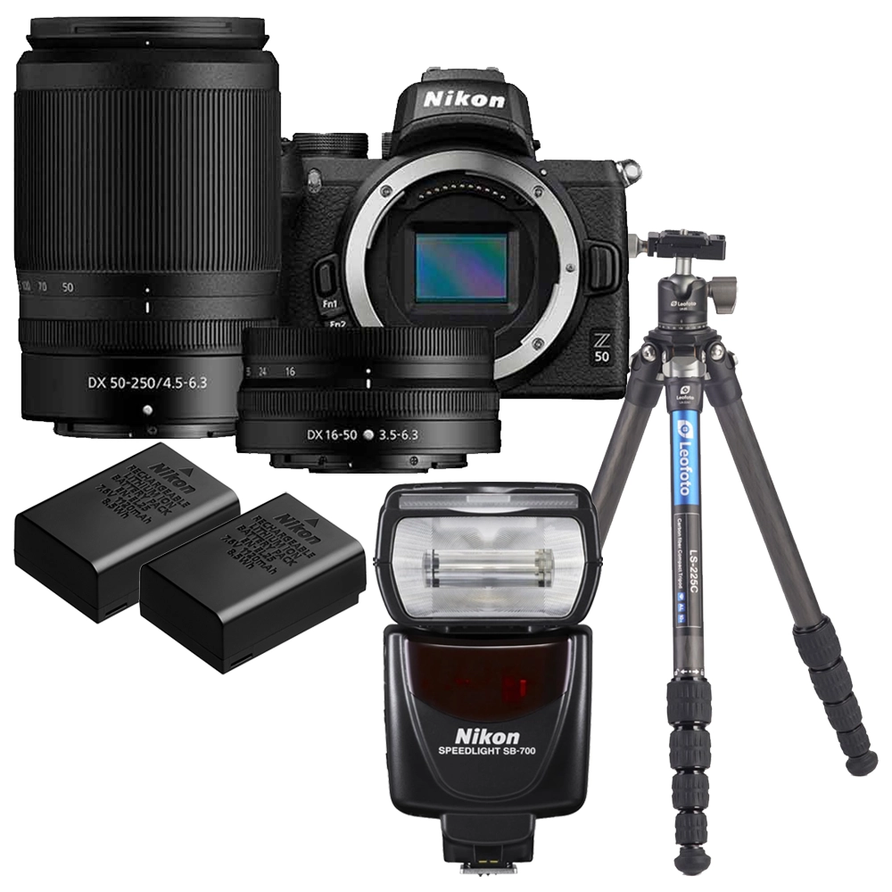 【かんたんプロフィール撮影セット】Z50 ダブルズームキット +  EN-EL25 + SB-700 スピードライト + LS-225C カーボン三脚