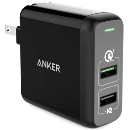 USB急速充電器（Anker PowerPort 2 Quick Charge 3.0）
