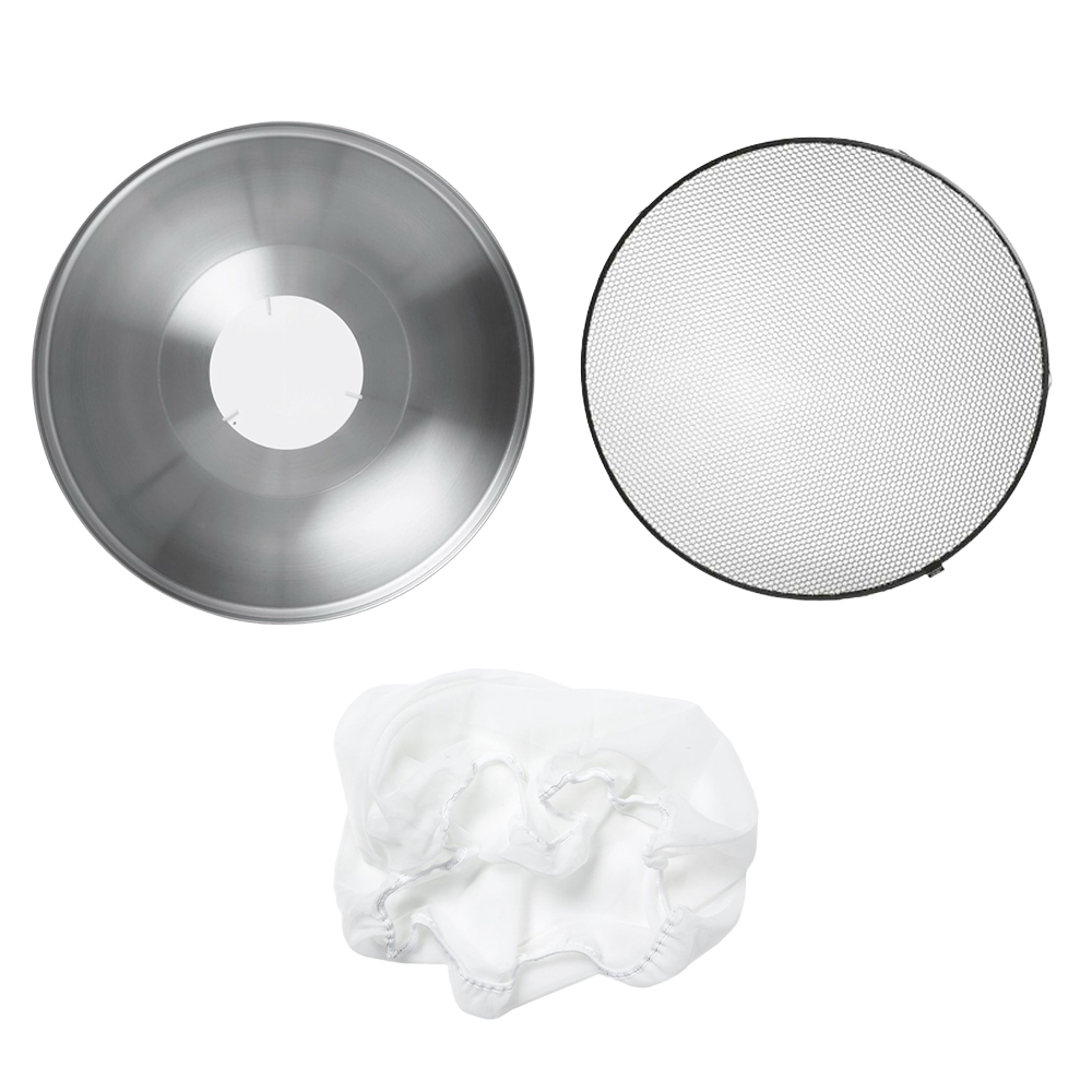 ソフトライトリフレクター シルバー26  ハニコムグリッド 25° 515mm ソフトライトリフレクター用ディフューザーセット