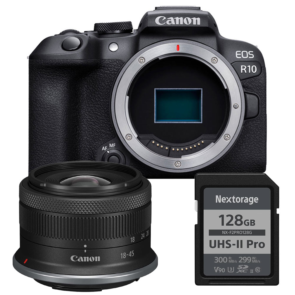 【イルミネーションも撮れる】EOS R10・RF-S18-45 IS STM・SDXC UHS-II 128GB セット